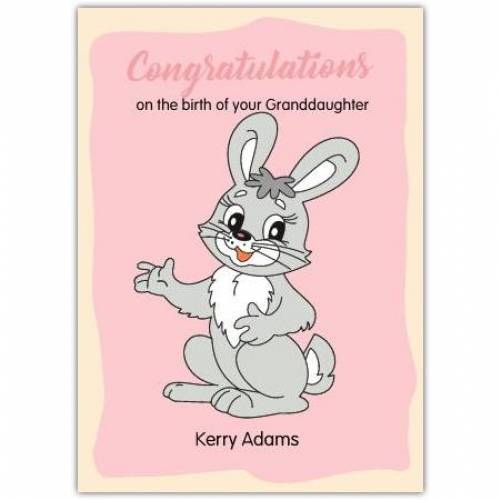 Baby Congratulations Pink Bunny Greeting Card