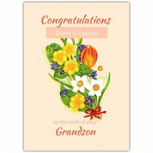 Baby Congratulations Yellow Bouquet Greeting Card