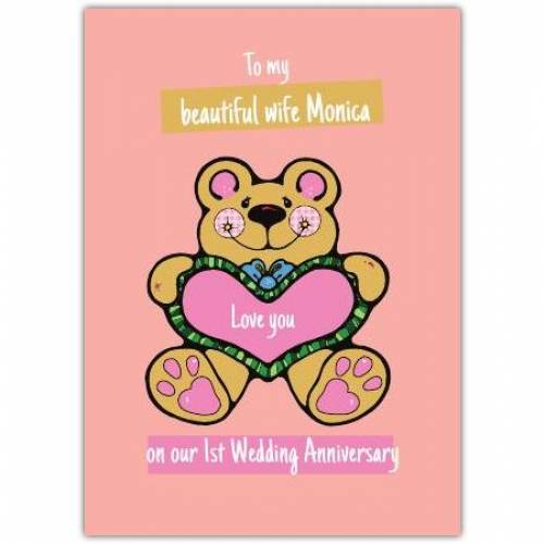 Anniversary Teddy & Heart Greeting Card