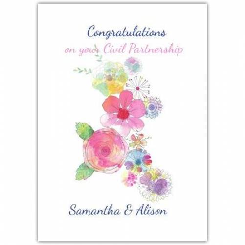 Partnership Pastel Flowers Greeting Card