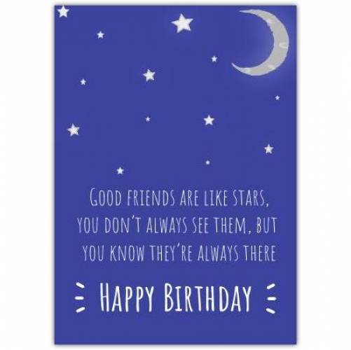 Happy Birthday Friend Stars Moon Greeting Card