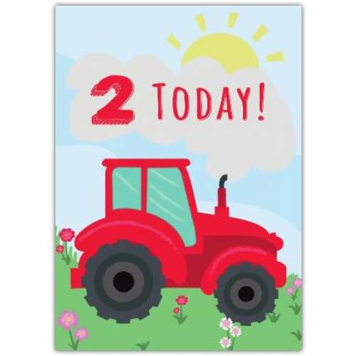 Birthday Two Today Tractor Greeting  Card