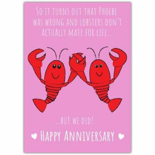 Anniversary Lobster Friends Funny Greeting Card