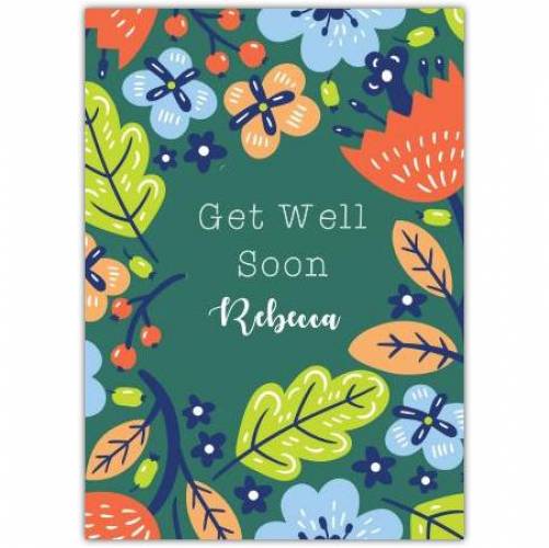 Get Well Soon Leafy Flower Greeting Card