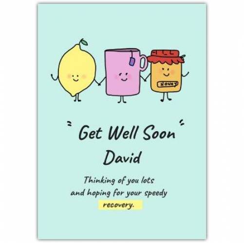 Get Well Soon Lemon Honey Tea Greeting Card