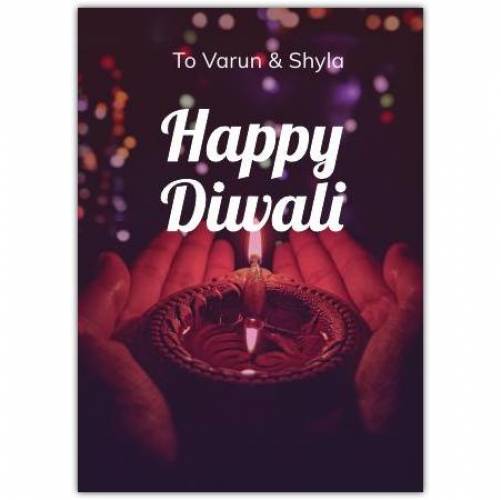 Happy Diwali Lamp Hand Greeting Card
