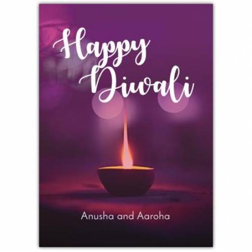 Happy Diwali Purple Lamp Greeting Card
