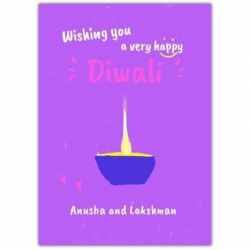 Diwali Purple Lamp Light Greeting Card