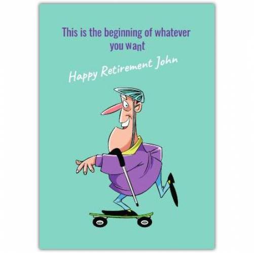 Happy Retirement Man Skateboard Greeting  Card