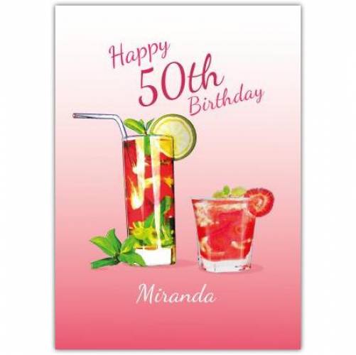 Happy 50th Cocktail Birthday Greeting Card