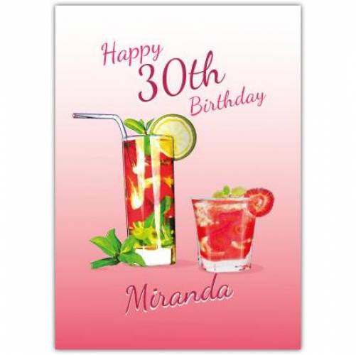Happy 30th Cocktail Birthday Greeting Card