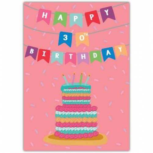 Happy 30th Banner Cake Greeting Card
