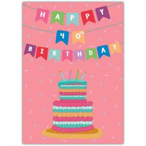 Happy 40th Banner Cake Greeting Card