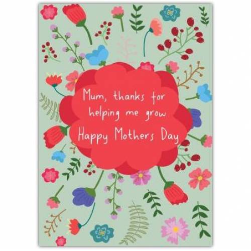 Mothers Day Thanks Flower Greeting Card