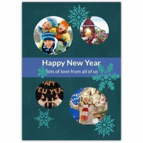 Happy New Year Photo Snowflakes Greeting Card