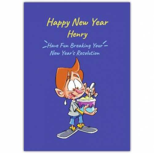 Happy New Years Resolution Icecream Greeting Card