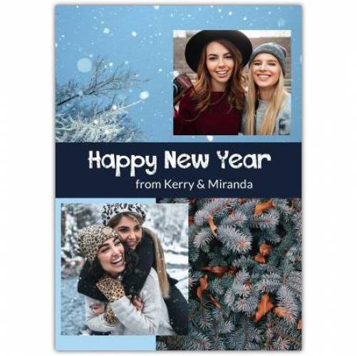 Happy New Year Snowy Photo Greeting Card