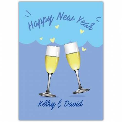 Happy New Year Champagne Clink Greeting Card