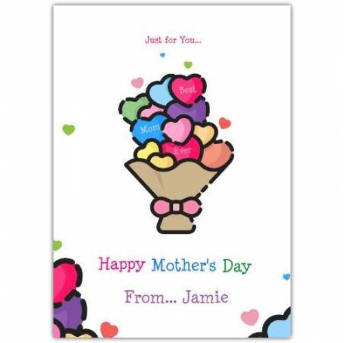 Mothers Day Heart Bouquet Greeting Card