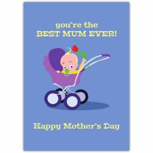 Mothers Day Cute Pram Baby Greeting Card
