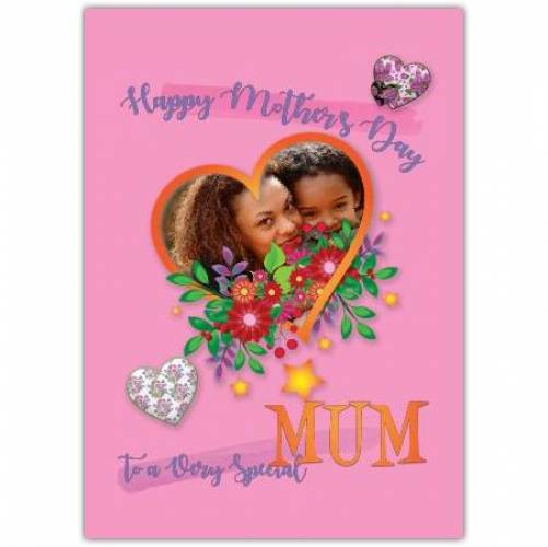 Mothers Day Flower Photo Upload Greeting Card