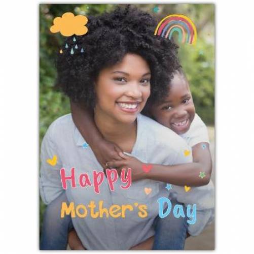 Mothers Day Large Photo Upload Doodle Greeting Card