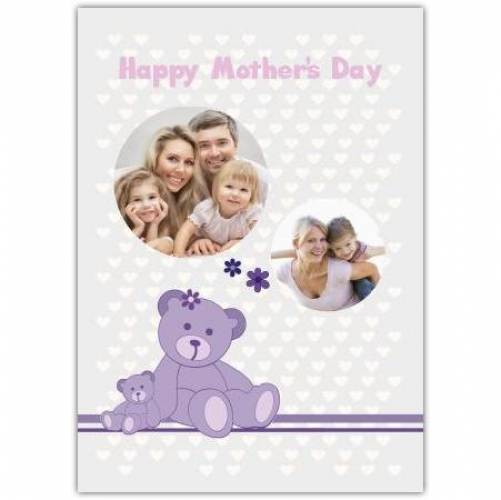 Mothers Day Purple Teddy Photo Bubbles Greeting Card