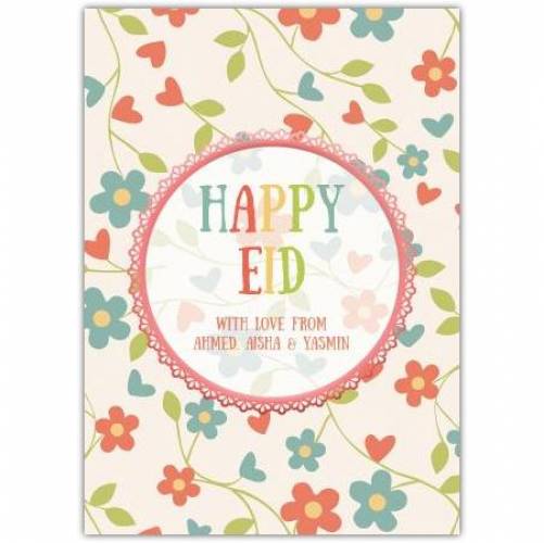 Happy Eid Floral Circle Greeting Card