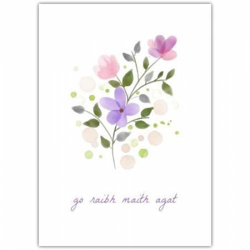 Watercolour Flowers Thank You As Gaeilge Card