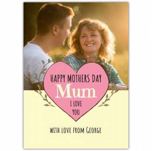 Mothers Day Heart Garland Photo Greeting Card