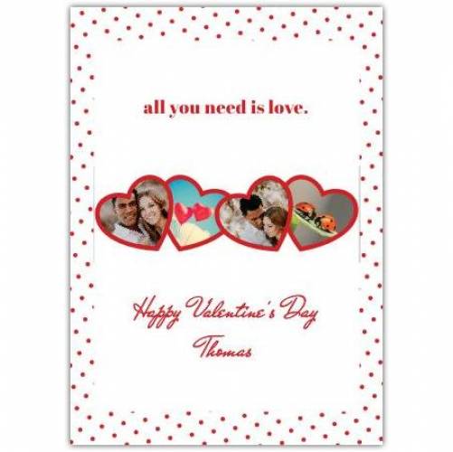 Valentines Day 4 Hearts Photo Greeting Card