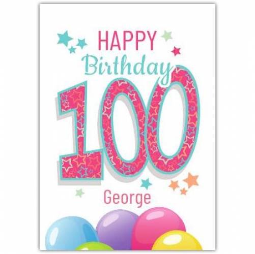 100th Birthday Balloons Greeting Card