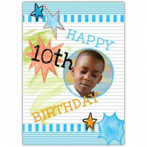 10th Birthday Doodle Photo Greeting Card