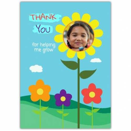 Teacher Thank You Photo Flower Greeting Card