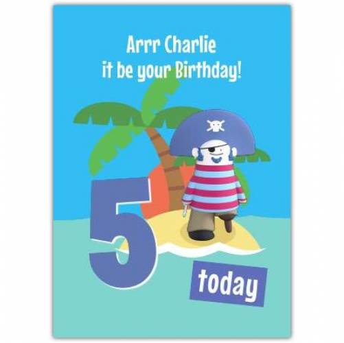 Pirate Island 5th Birthday Card