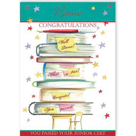 Books Congratulations You Passed Your Junior Cert Card 