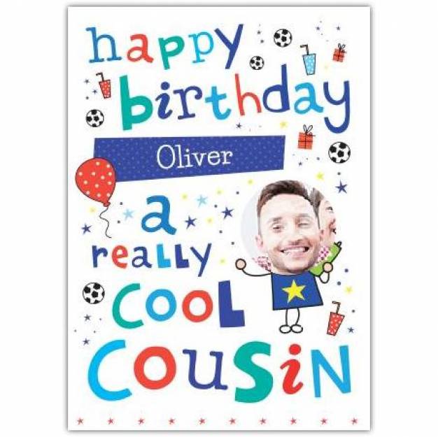 Birthday cousin football greeting card personalised a5blm2017003586