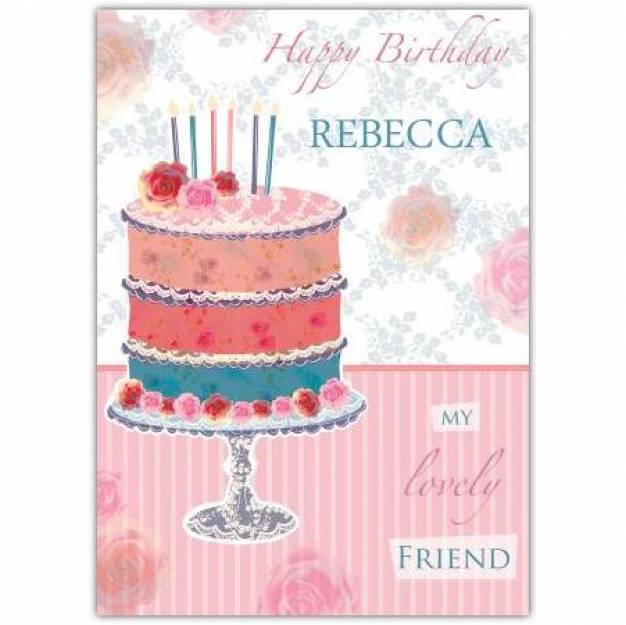 Traditional birthday cake greeting card personalised a5blm2017003615