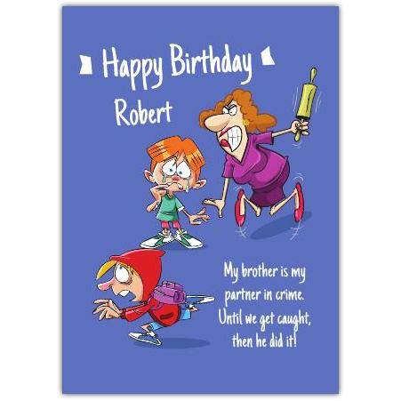 Happy Birthday Blue Background Brothers Humor Card | Greeting Card |   | 2000-03205