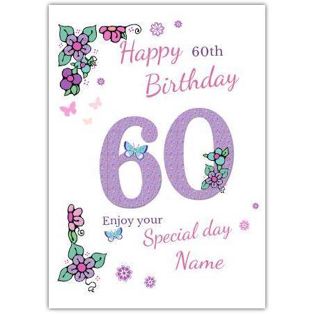 Happy Birthday Purple Butterflies And Flowers Card | Greeting Card ...