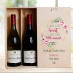 Thank You Teacher Flowers Personalised Wooden Double Wine Box