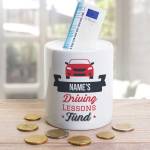 Driving Lessons Fund Insert Name Personalised Money Jar