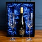Prosecco with Crystal Flutes in Gift Box - Engraving Optional
