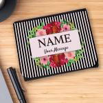 Any Name and Message Flowers Wallet - Black