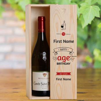 Happy Birthday Red Design Personalised Wooden Single Wine Box