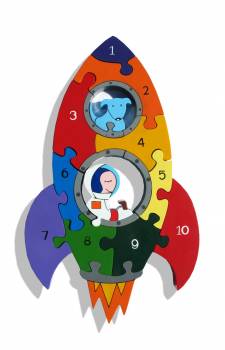 Handcrafted Number Rocket Wooden Jigsaw