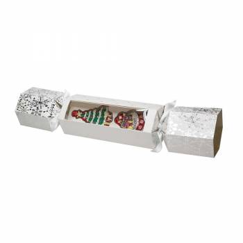 Tipperary Crystal Set of 2 Christmas Decorations - Tree & Stocking Decorations in a White Cracker Box