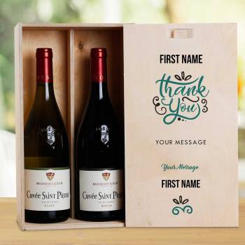 Thank You Green Personalised Wooden Double Wine Box