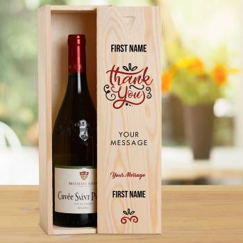 Thank You Red Personalised Wooden Single Wine Box