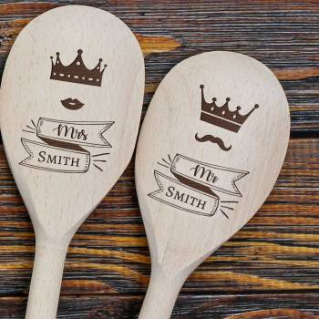 Mr And Mrs - Personalised Wooden Spoon